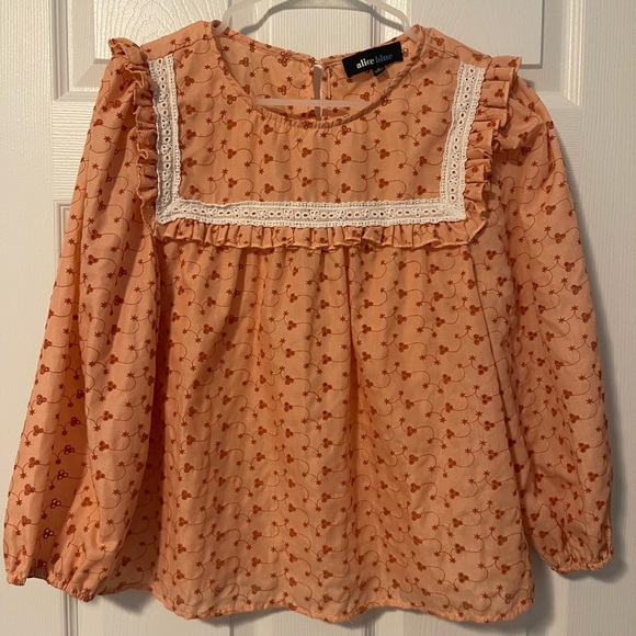 Alice Blue Tops - Aliceblue Light Pink Floral Ruffle Blouse